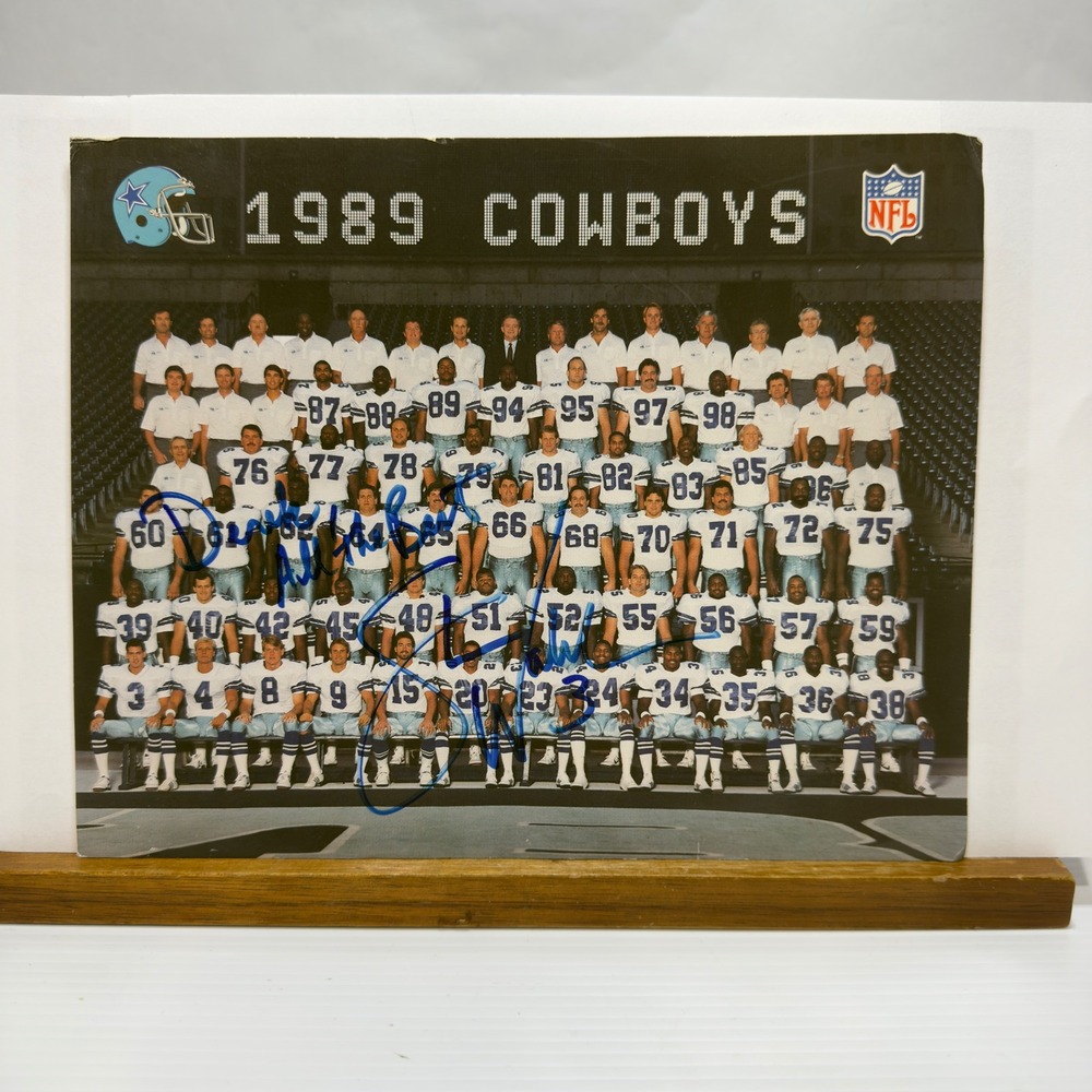 Vintage 1989 Dallas Cowboys Team Poster Signed Steve Walsh Jimmy Johnson 1st yr